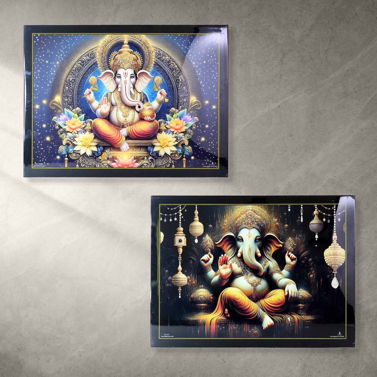 Divine Lord Ganesha Wall Painting with Wooden Frame Mix Design, 60x45 Cm Approx (1 Pc) Divine Lord Ganesha Wall Painting with Wooden Frame Mix Design, 60x45 Cm Approx (1 Pc)